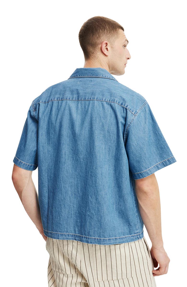 Cotton On Men's Denim Box Fit Short Sleeve Shirt, Alternate, color, 