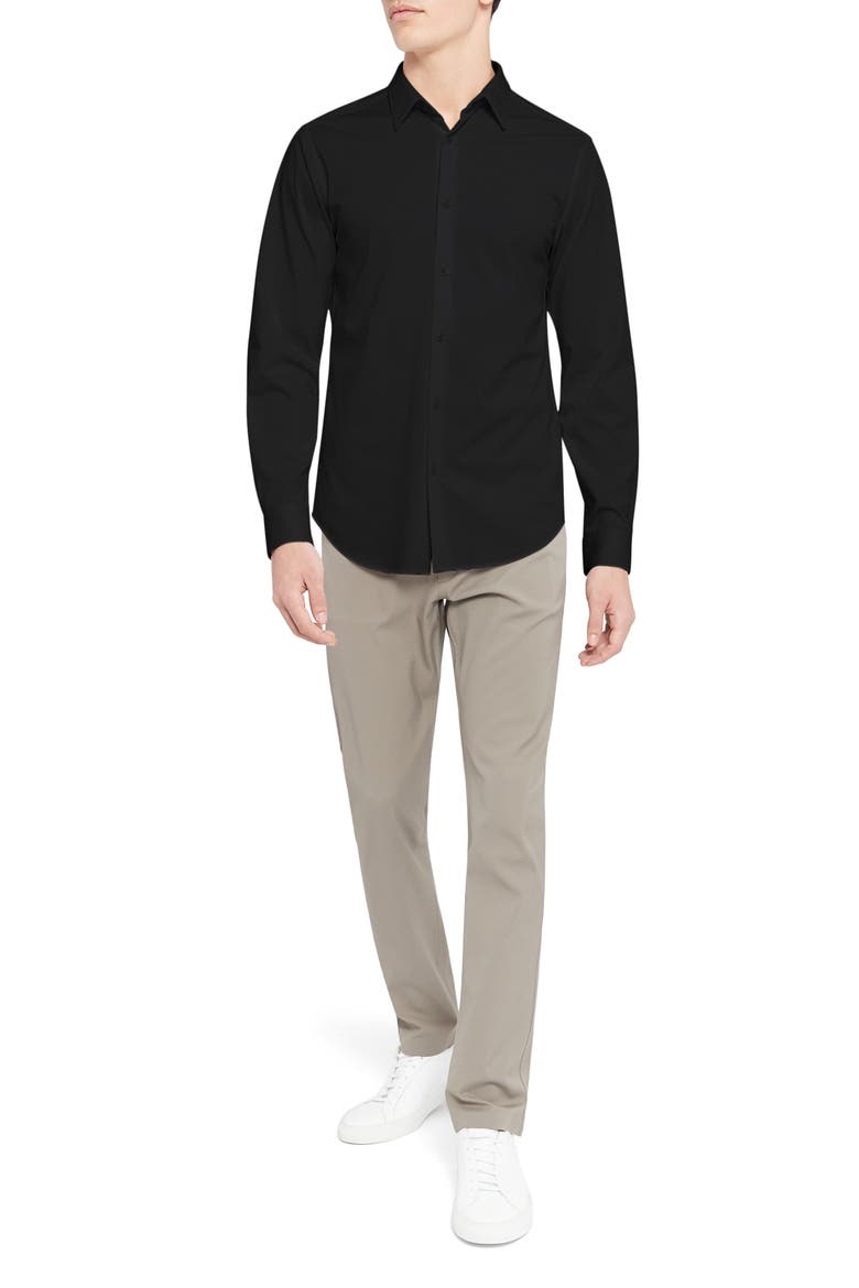 Sylvain ND Structure Knit Button-Up Shirt, Alternate, color, BLK