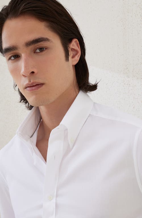 Brunello Cucinelli Men's Basic Fit Solid Sport Shirt With Button-down Collar In White