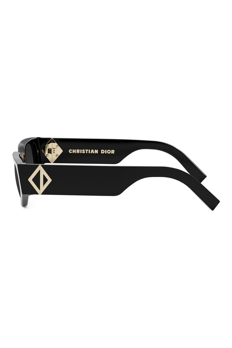CD Diamond S7I 55mm Geometric Sunglasses, Alternate, color, SHINY BLACK / SMOKE