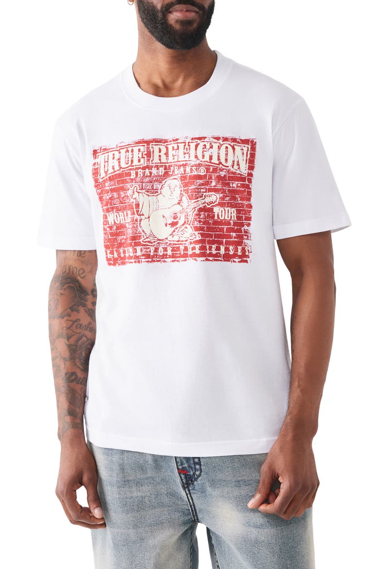 Brick Buddha Cotton Graphic T-Shirt, Main, color, OPTIC WHITE