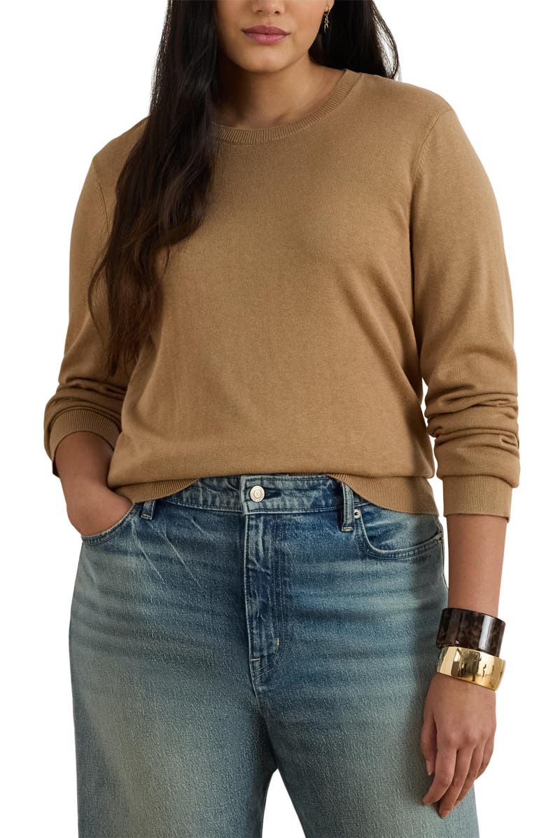 Lauren Ralph Lauren Crewneck Sweater, Main, color, Classic Camel