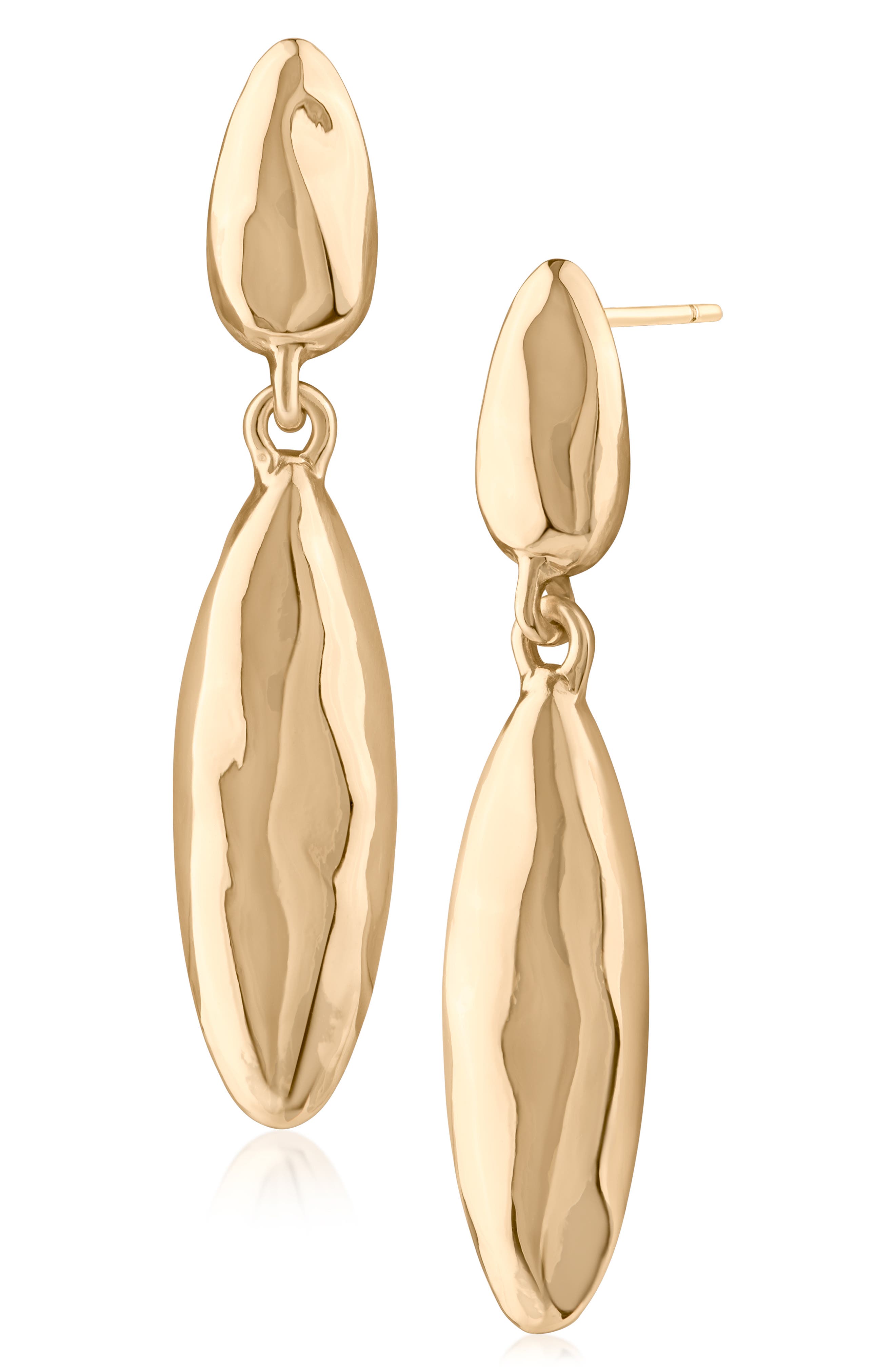 Softly Hammered Linear Drop Earrings