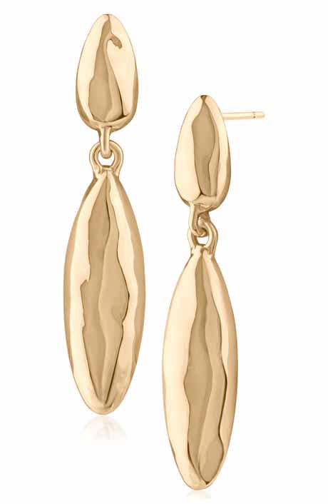 Softly Hammered Linear Drop Earrings