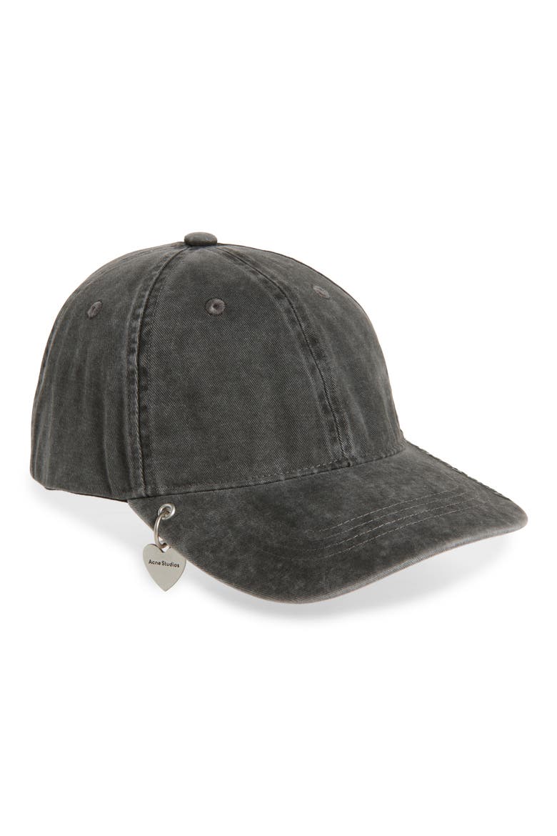 ACNE STUDIOS Pierced Baseball Cap ハート Heart Charm Cotton Twill Baseball Cap (Men) | Nordstrom