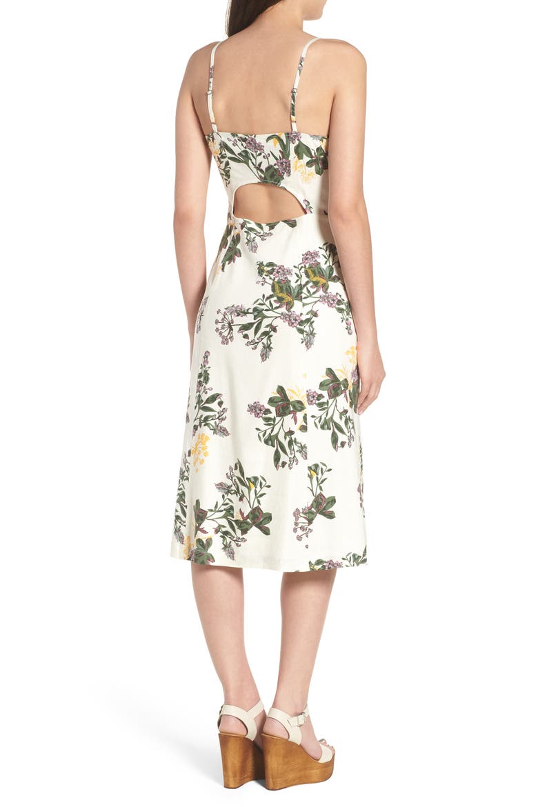 Floral Print Midi Dress, Alternate, color, IVORY GHOST FLORAL