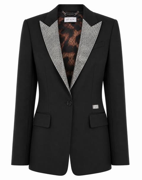 Single Breasted Fit Blazer Crystal Strass Women