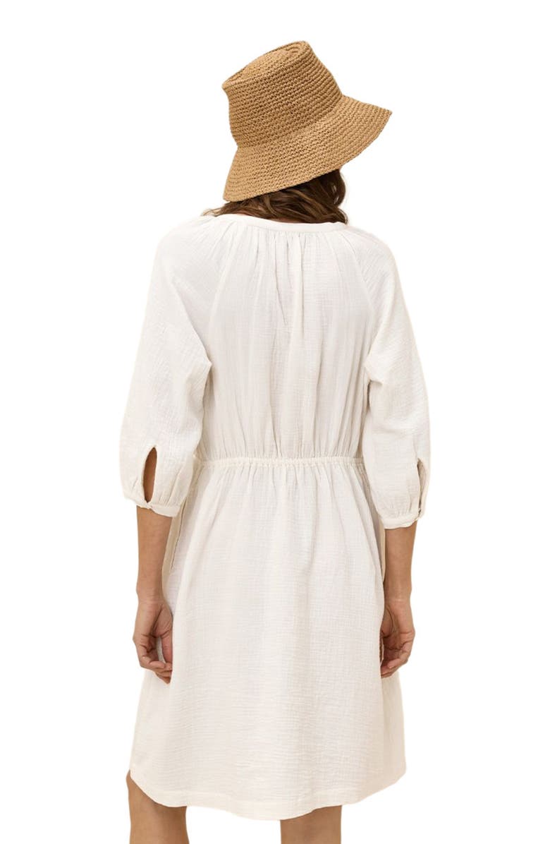 Pact Organic Cotton Coastal Double Gauze Peasant Dress, Alternate, color, Sea Salt
