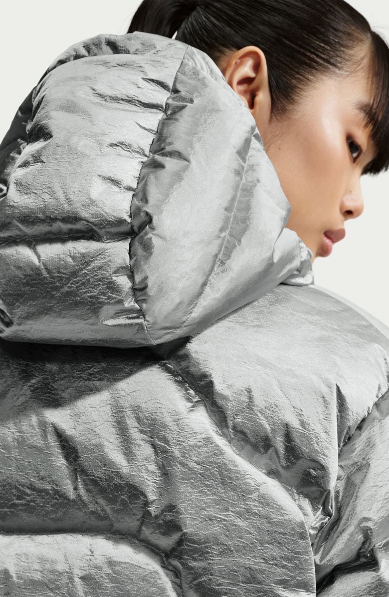 Nike Swoosh Series Water Resistant Therma-Fit Oversize Down Puffer Jacket, Alternate, color, Silver/Grey