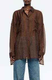 Bimba y Lola Oversize Shirt With Mini Rhinestones
