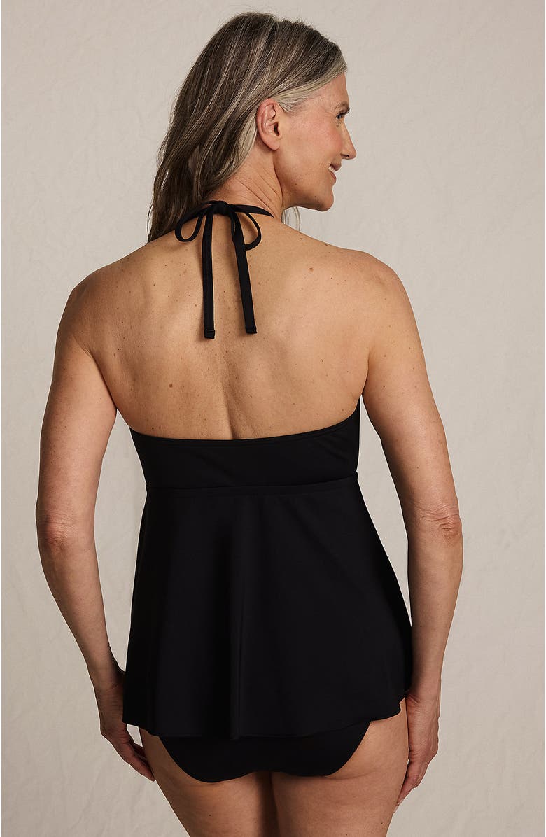 Lands' End Flutter High Neck Halter Tankini Top, Alternate, color, Black