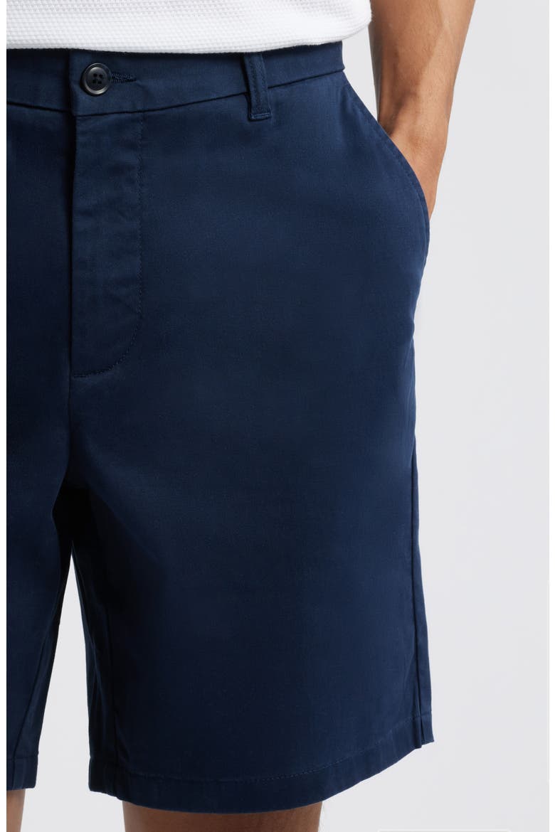 Heron Flat Front Cotton Stretch Twill Chino Shorts, Alternate, color, NAVY BLAZER