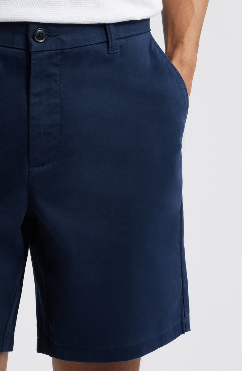 Nordstrom Heron Flat Front Cotton Stretch Twill Chino Shorts, Alternate, color, Navy Blazer