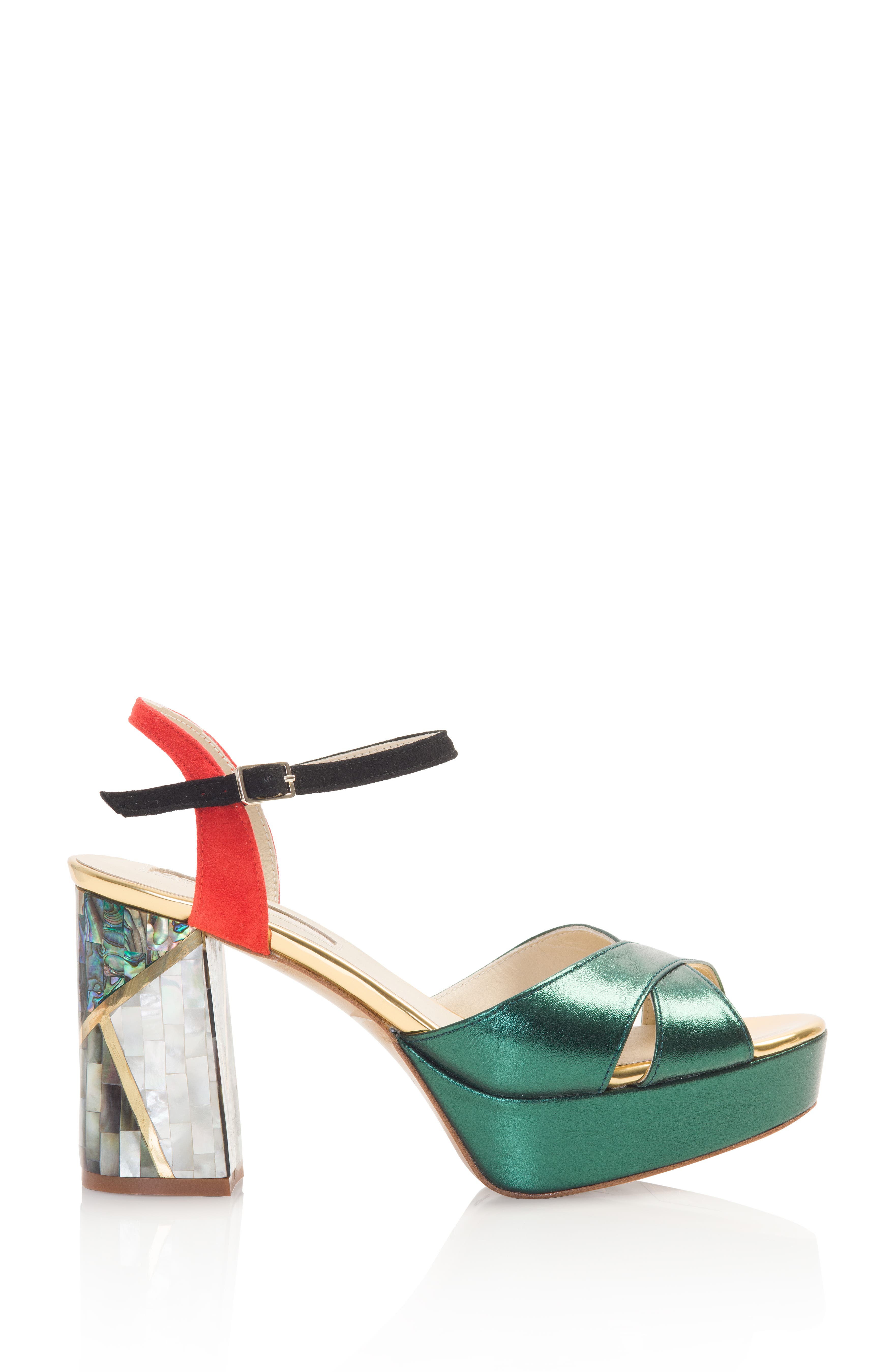 Freya Rose Kami Ankle Strap Pearl Heel Sandal, Main, color, Green
