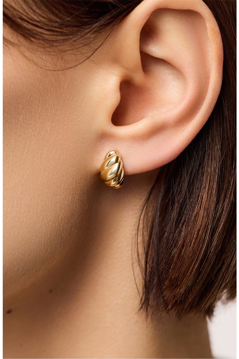Solid Yellow Gold - Rope Huggie Studs, Alternate, color, Gold