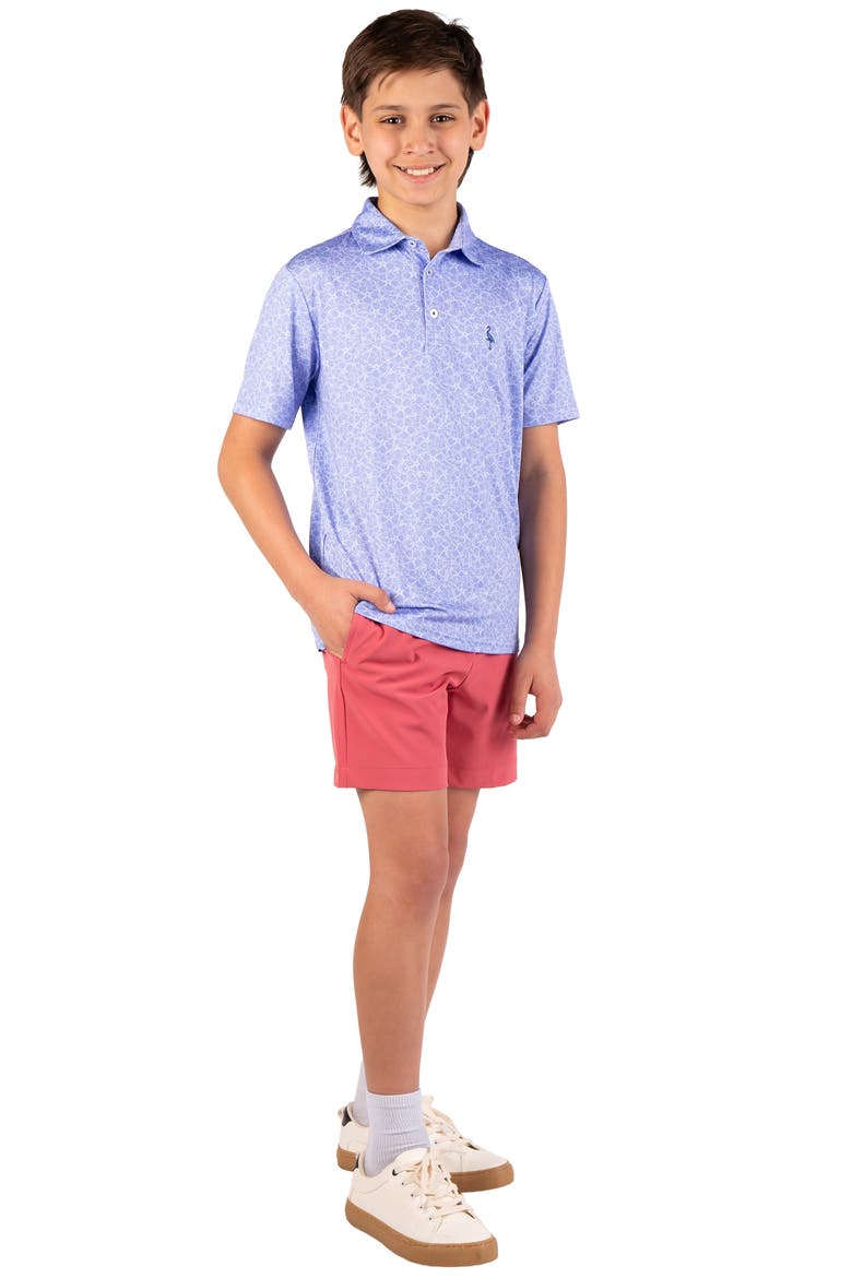 Kids' Summer Floral Knit Polo, Alternate, color, BLUE