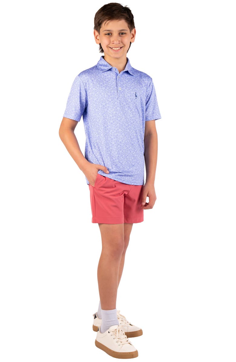 TailorByrd Kids' Summer Floral Knit Polo, Alternate, color, Blue