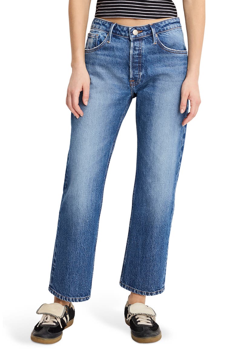 Ripped Ankle Straight Leg Jeans, Main, color, INDIGO1222