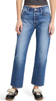 Good American Ripped Ankle Straight Leg Jeans