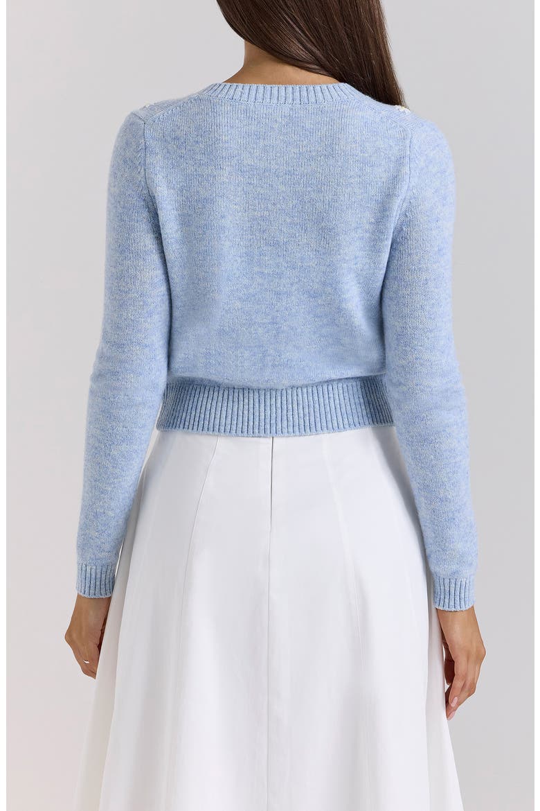 Atheia Flower Embroidered Wool Blend Cardigan, Alternate, color, ANCIENT WATER BLUE