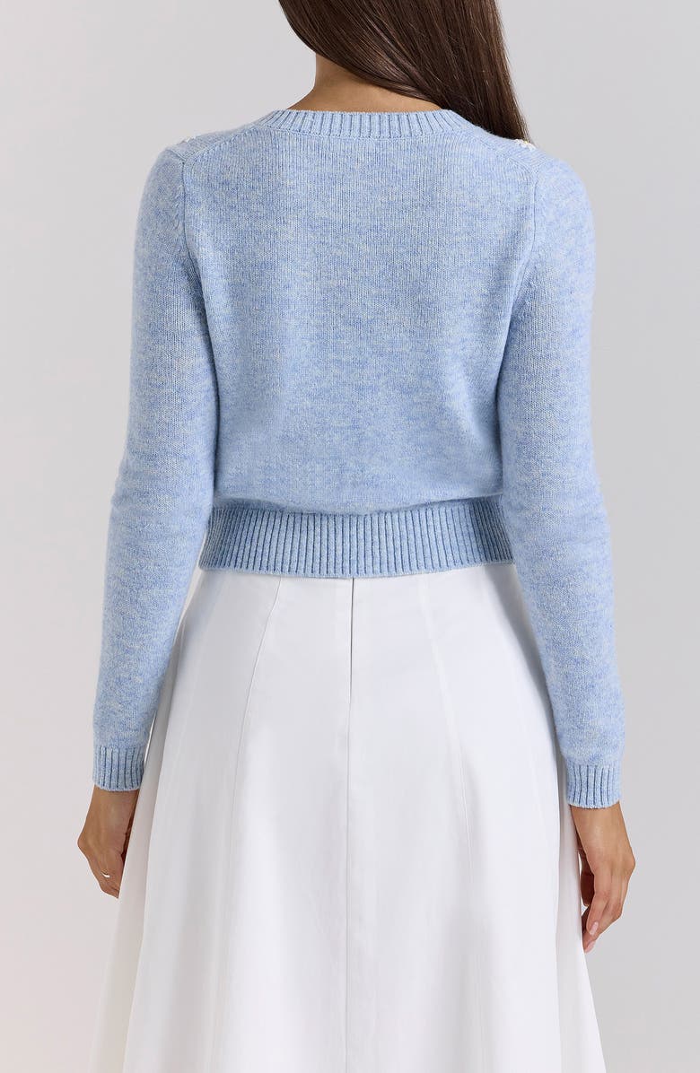 HOUSE OF CB Atheia Flower Embroidered Wool Blend Cardigan, Alternate, color, Ancient Water Blue