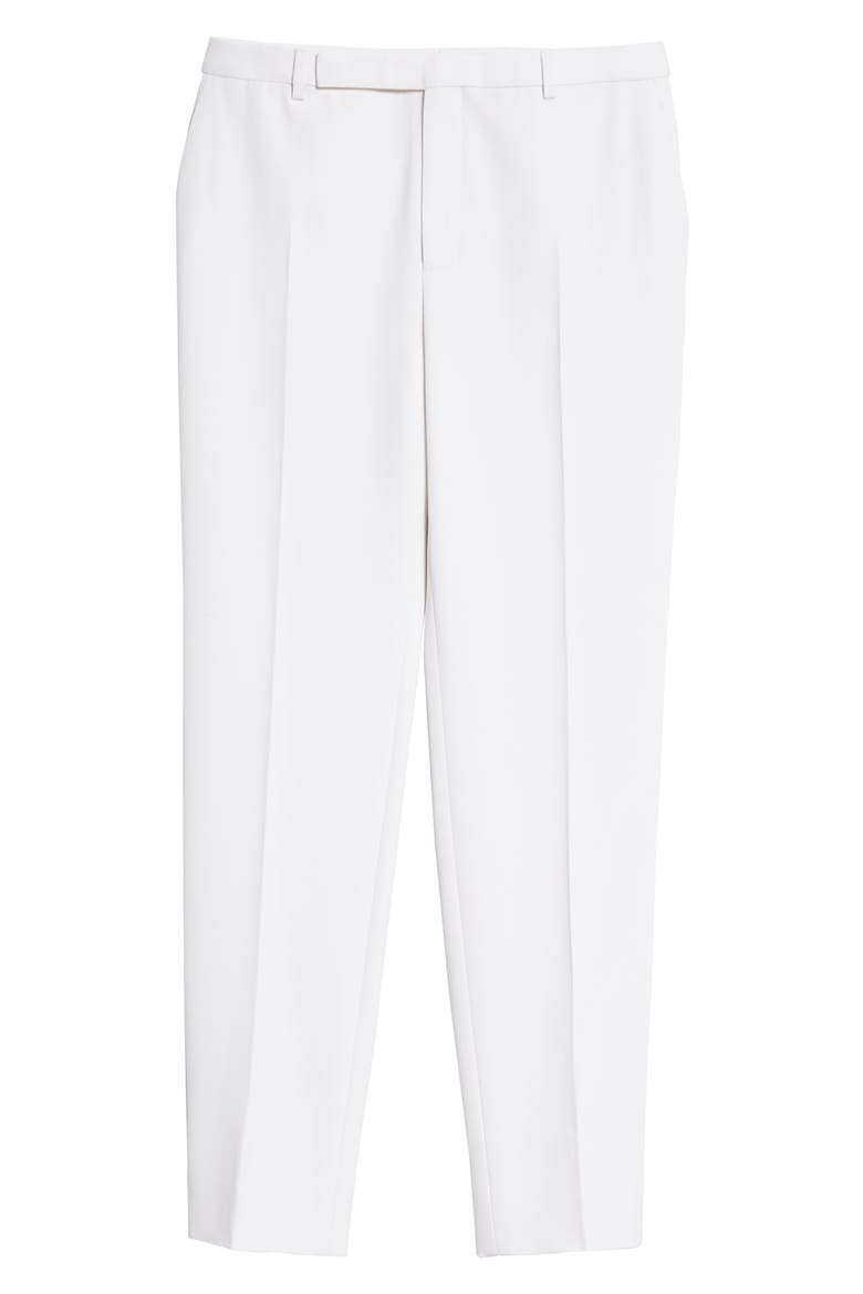 White Wool Straight Leg Pants, Alternate, color, IVORY