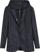 Eleventy Wool Blend Flannel Blazer with Removable Hooded Bib