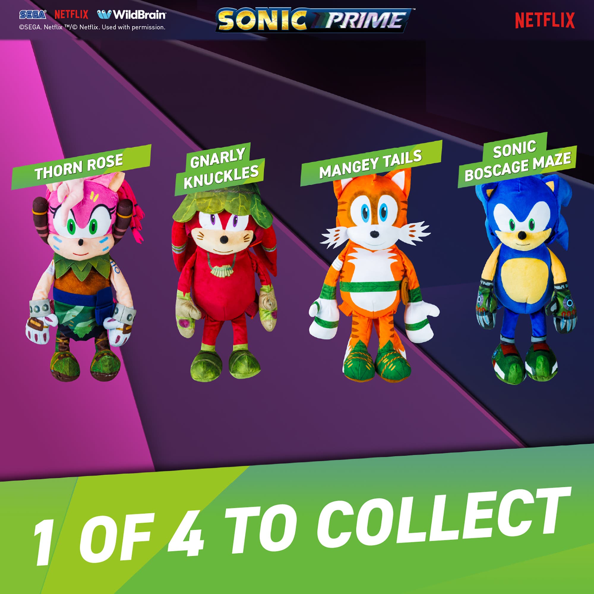 Sonic Prime 15 Inch Plush Kids Backpack Mangey Tails, Alternate, color, Multicolored