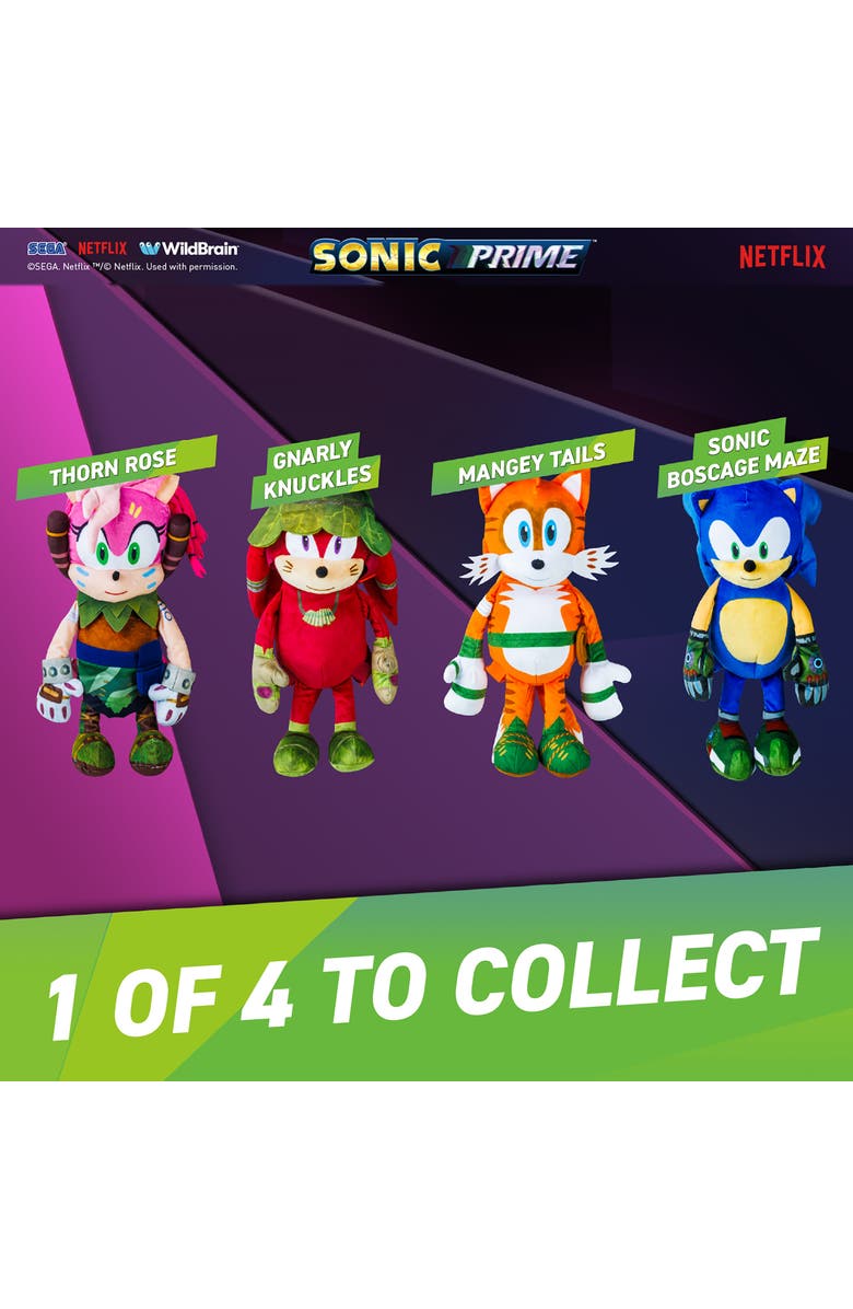 Sonic Prime 15 Inch Plush Kids Backpack Mangey Tails, Alternate, color, Multicolored