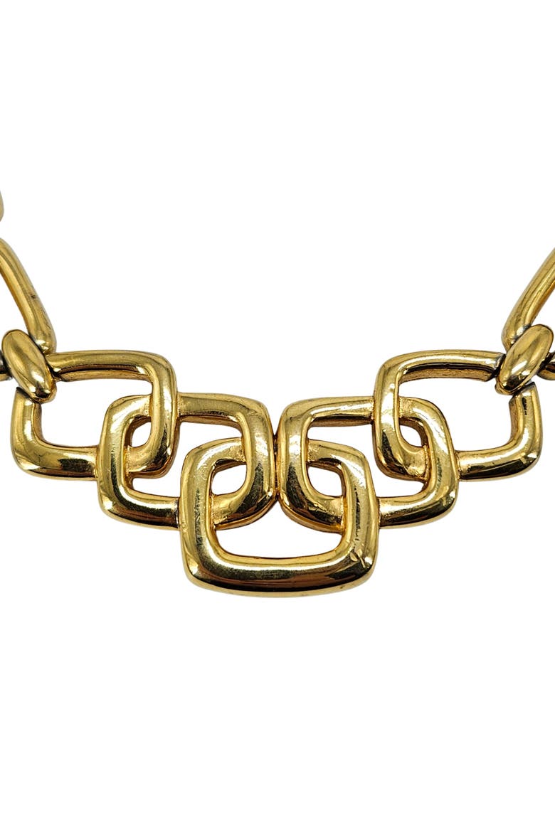 Vintage 1980s Goldtone Geometric Choker Necklace, Alternate, color, gold