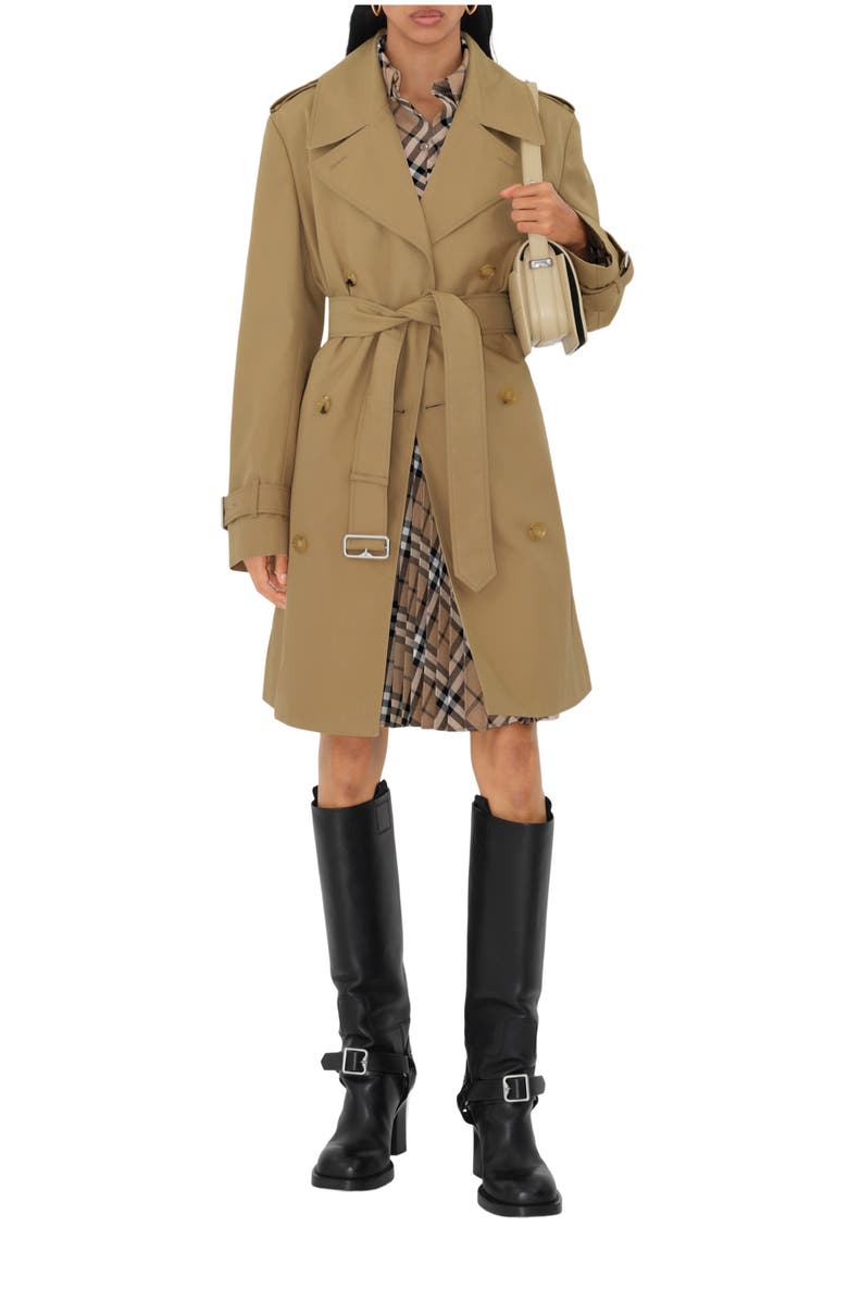 Burberry Mid-length Cotton Blend Trench Coat, Main, color, 