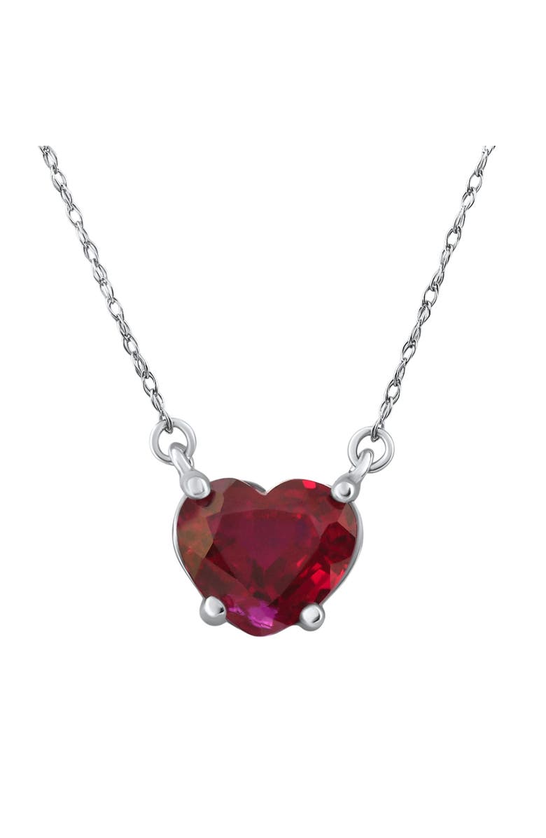 Bliss Diamond 3Ct Heart Solitaire Ruby Pendant Necklace 14k Gold Lab Grown 18", Main, color, 