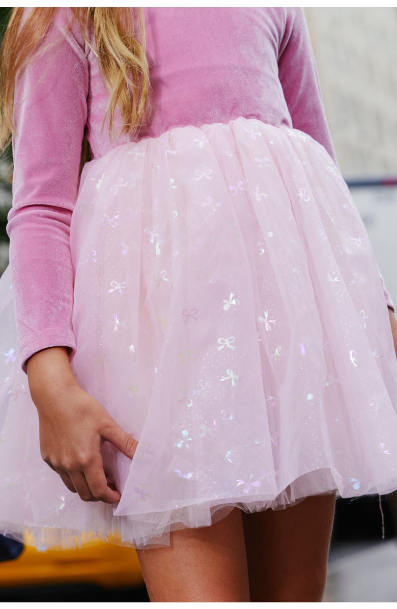 Lola + The Boys Ballerina Bow Velour Dress, Main, color, 