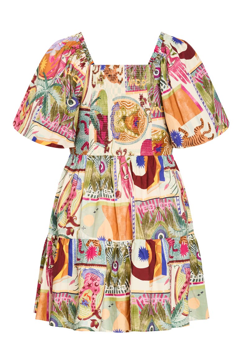 Simona Puff Sleeve Fit & Flare Minidress, Alternate, color, DREAMSCAPE
