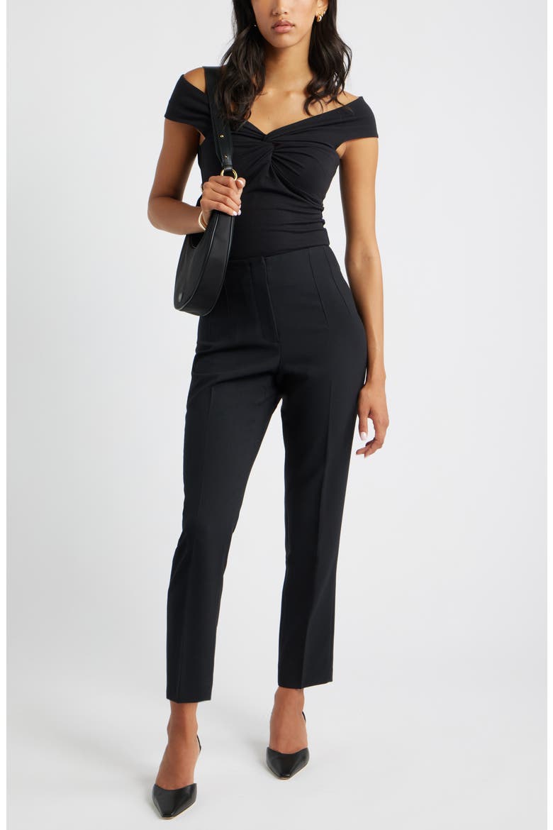 Icon Twill High Waist Cigarette Pants, Alternate, color, BLACK
