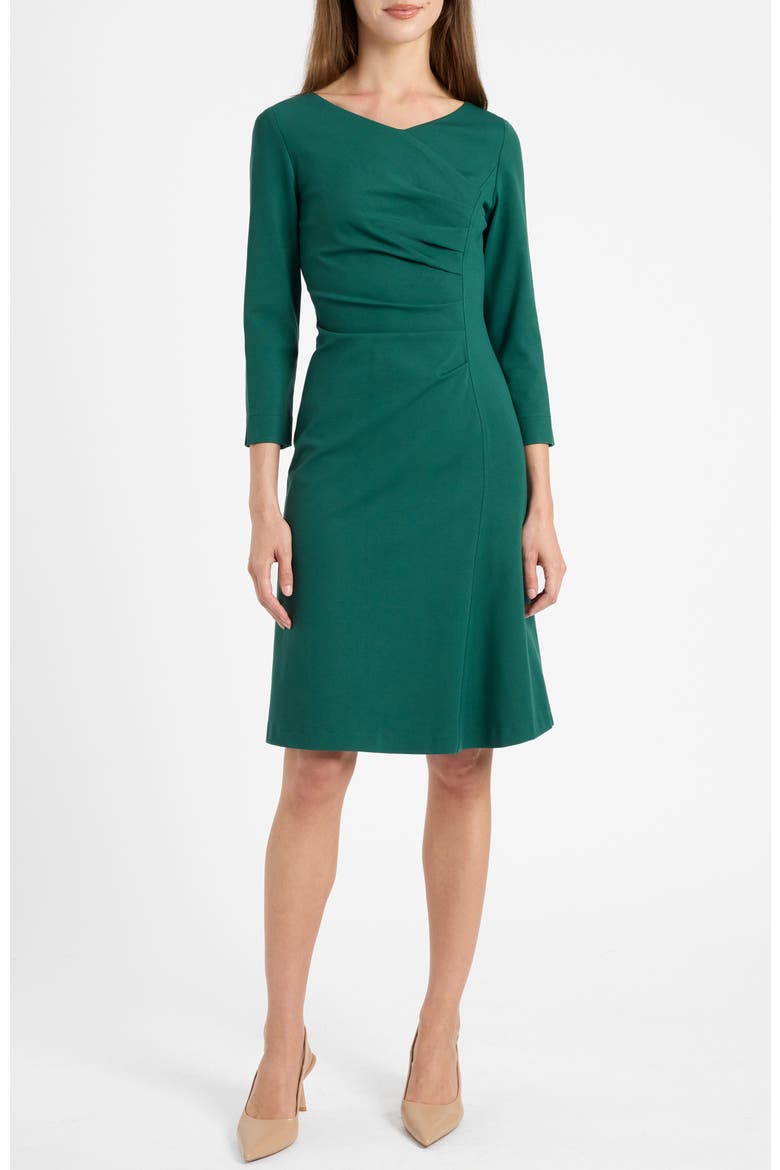 Liv Sheath Dress in Soft Stretch Crepe, Main, color, Evergreen