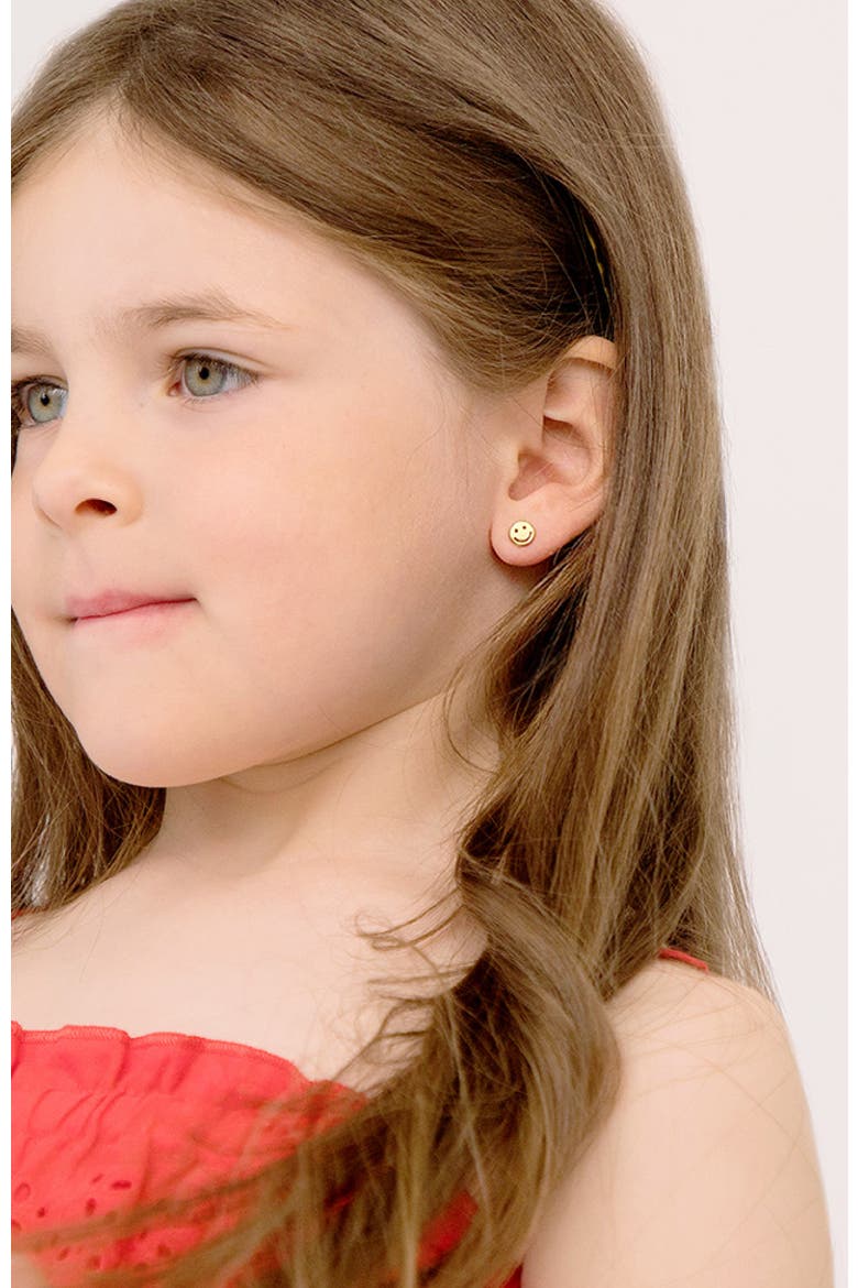 Smiling Face Plated Earrings, Alternate, color, Silver