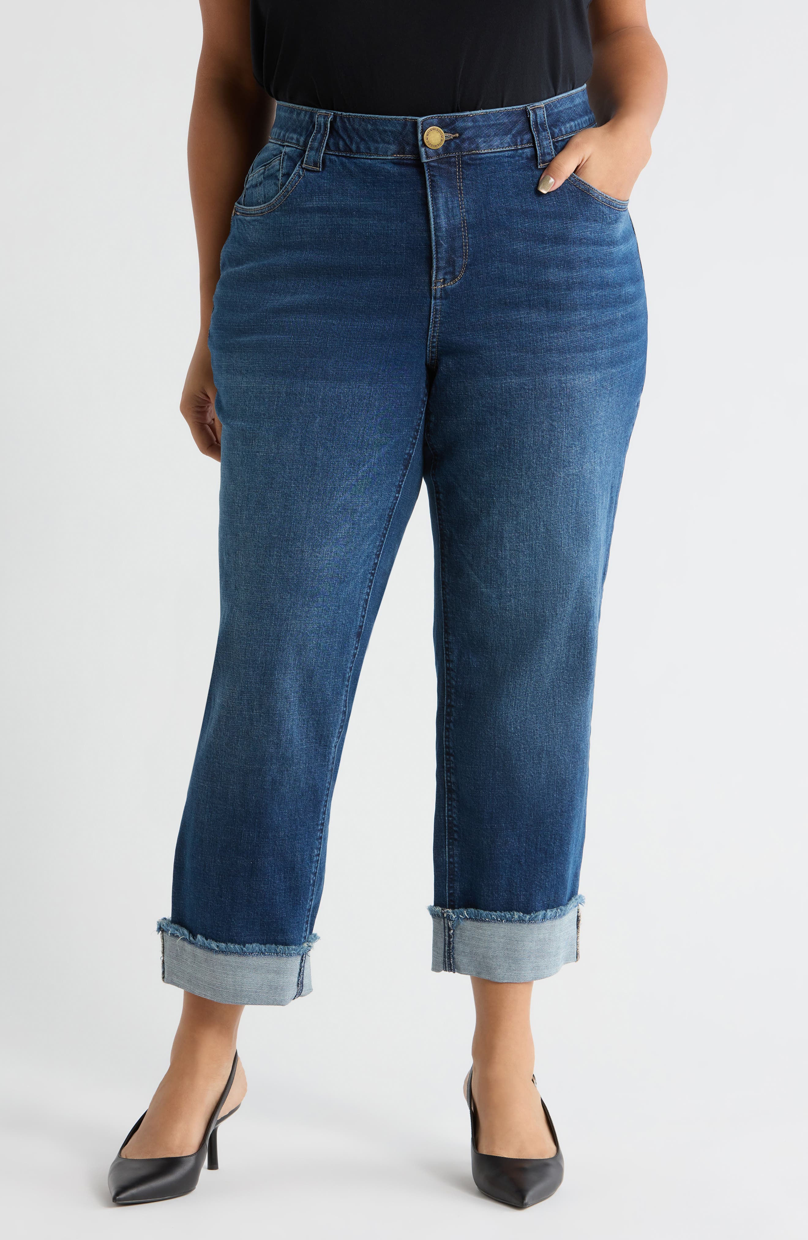 Wit & Wisdom Cuffed High Waist Straight Leg Jeans