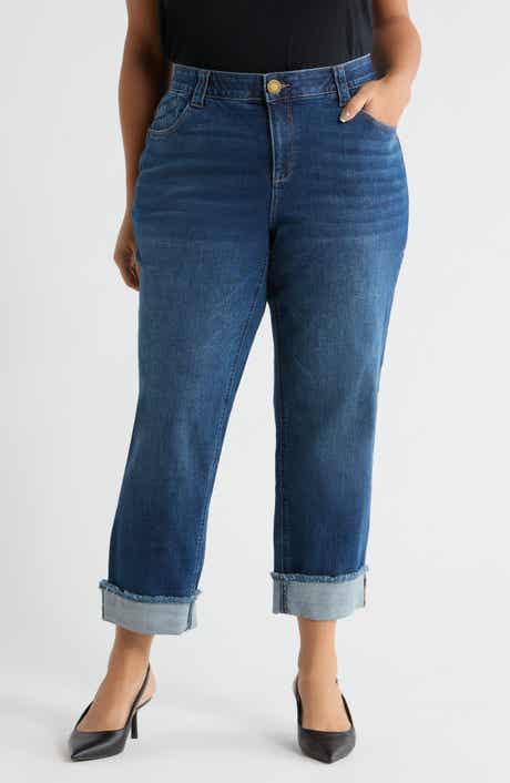 Wit & Wisdom Cuffed High Waist Straight Leg Jeans