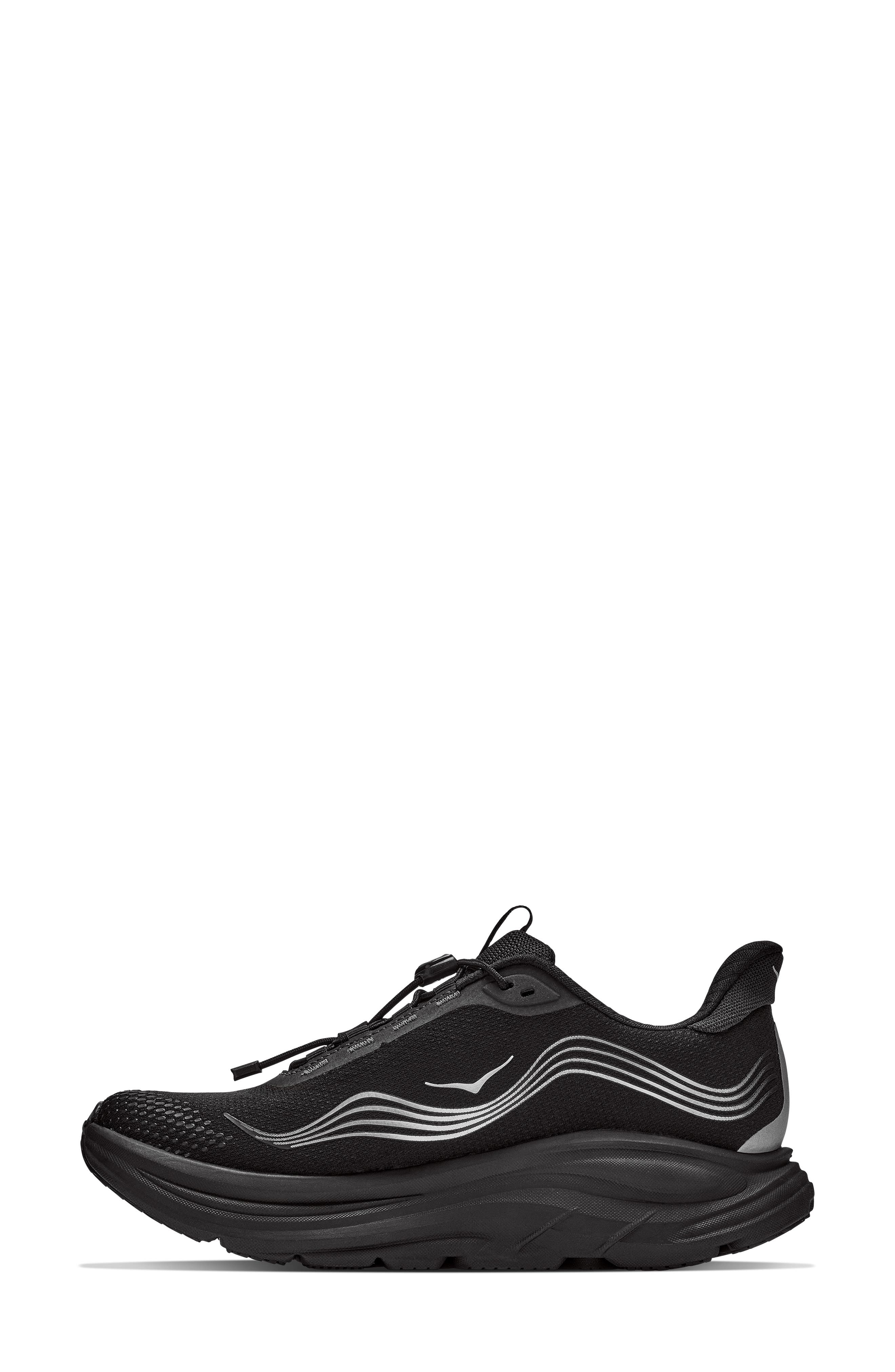 Clifton 11 GTX Waterproof Running Shoe, Alternate, color, BLACK / BLACK