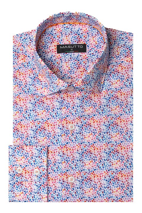Bitto Print Button-Up Long Sleeve Shirt