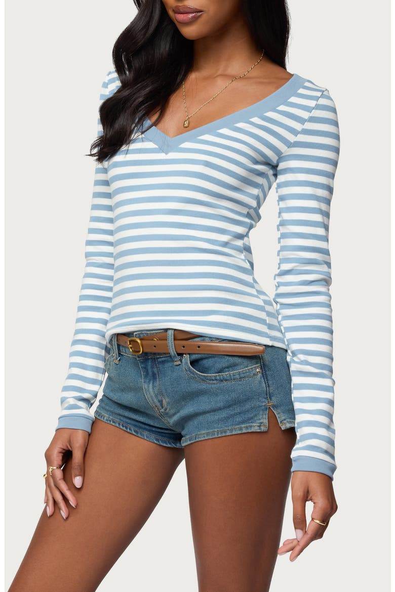 Kimi Stripe Long Sleeve Top, Alternate, color, BLUE-WHITE