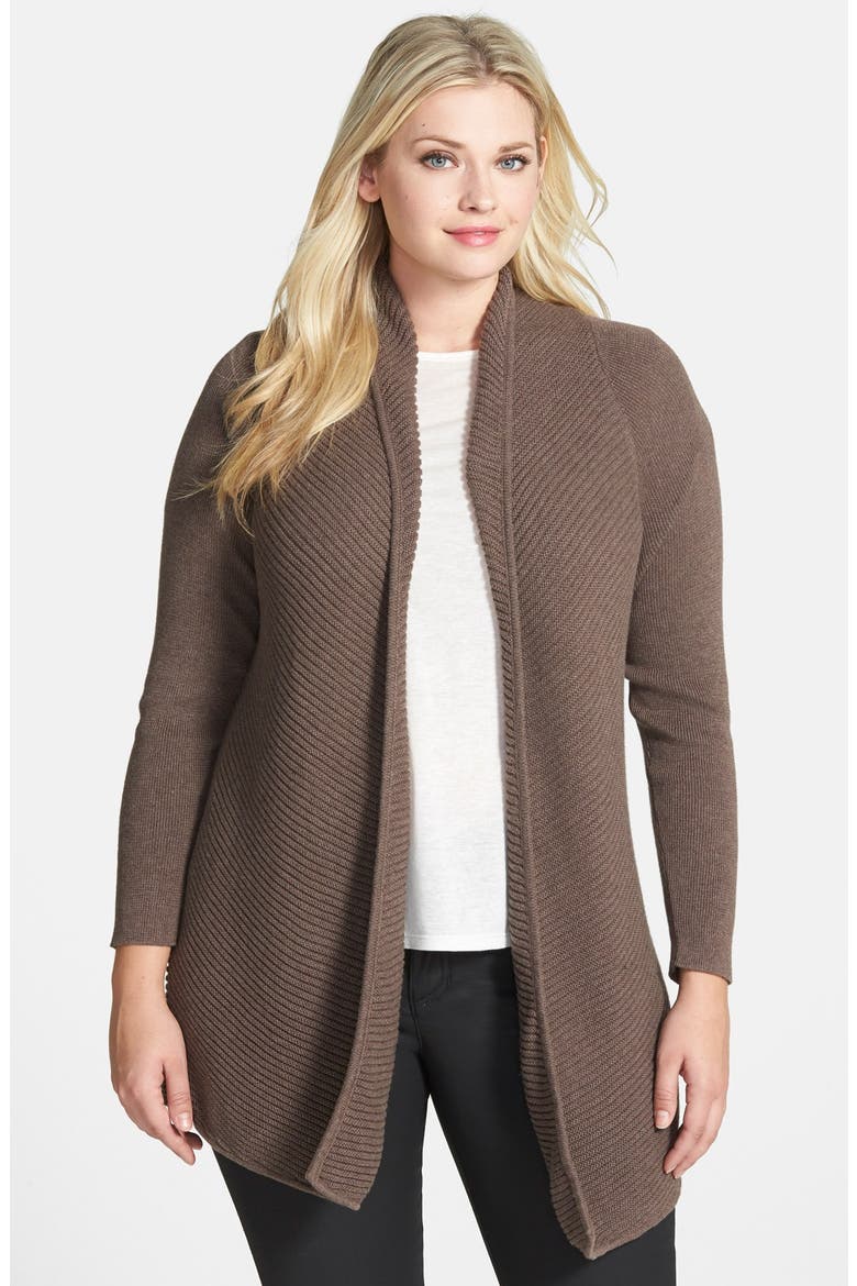 Open Front Cardigan, Main, color, TAUPE HEATHER