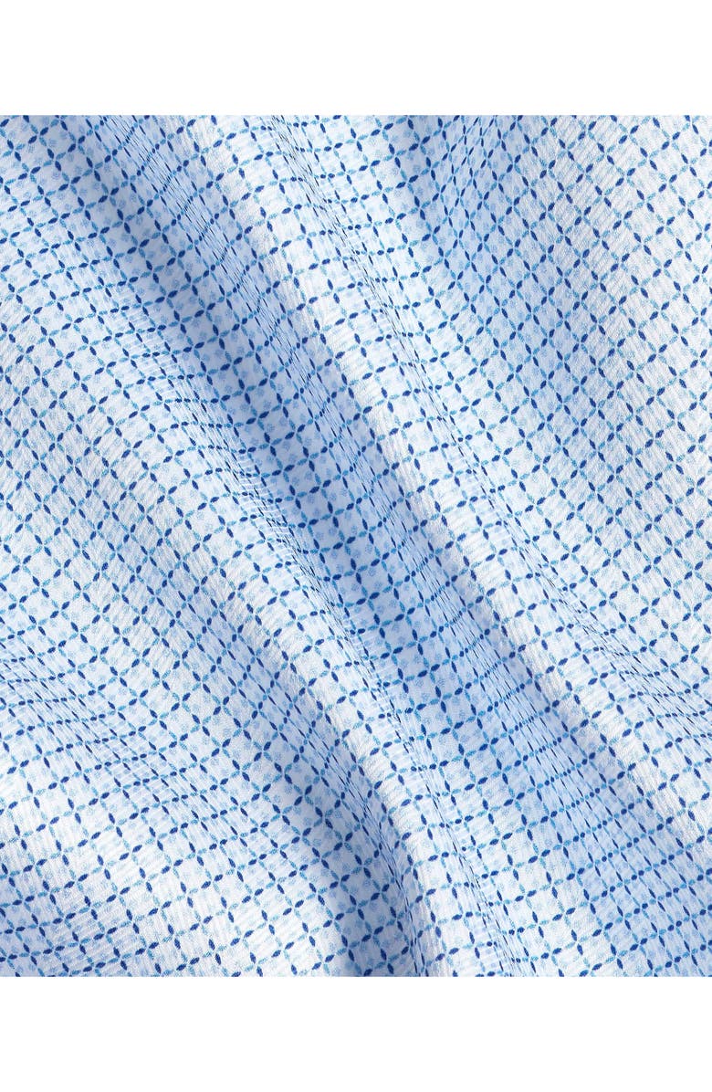 David Donahue Trim Fit Geometric Cotton Dress Shirt, Alternate, color, White/ Sky