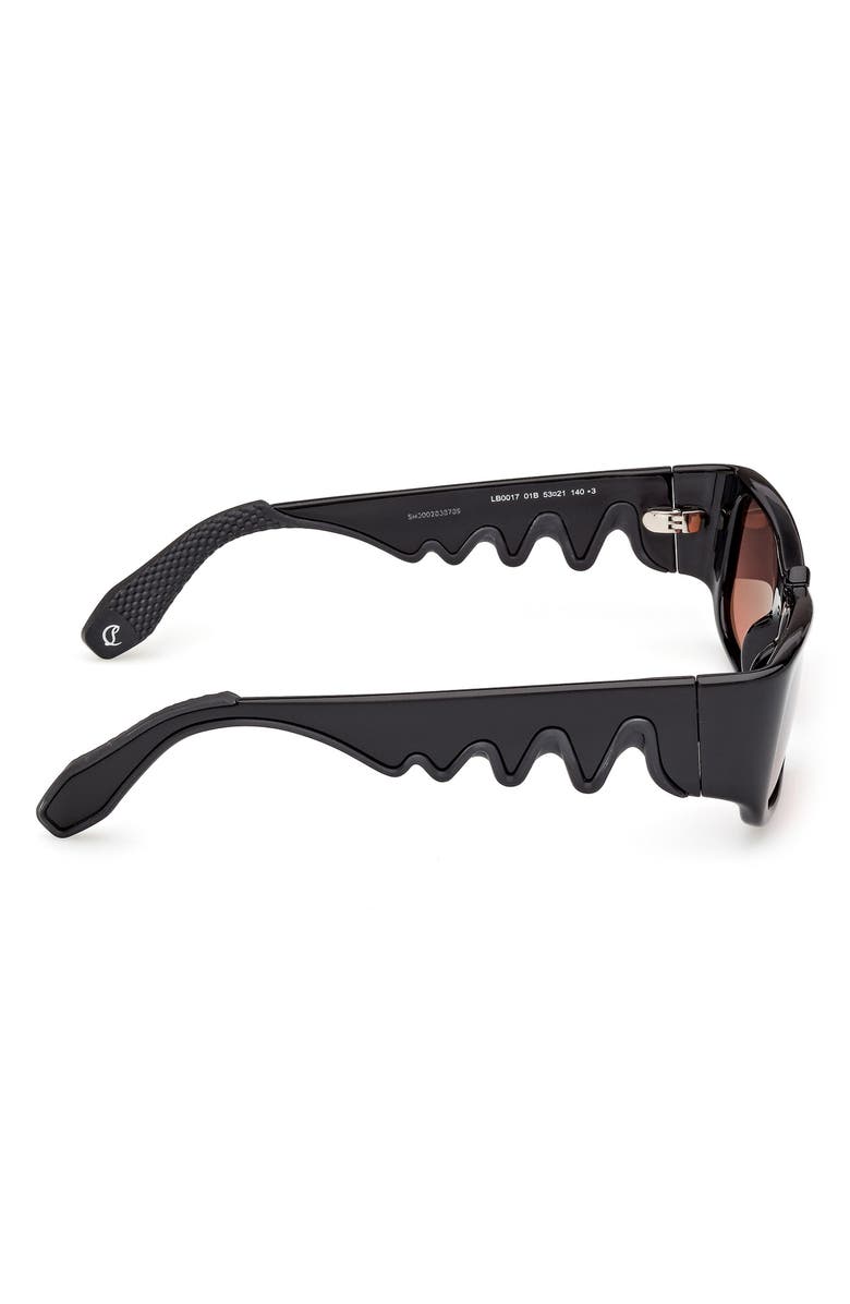 Christian Louboutin 53mm Loubishark Rectangular Sunglasses, Alternate, color, Black/ Red Gradient