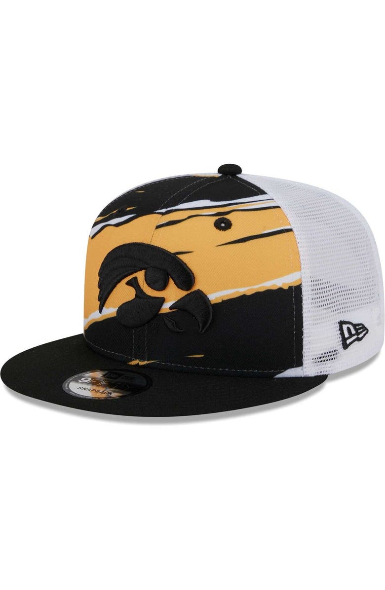 New Era Men's New Era Black Iowa Hawkeyes Tear Trucker 9FIFTY Snapback Hat, Main, color, Black
