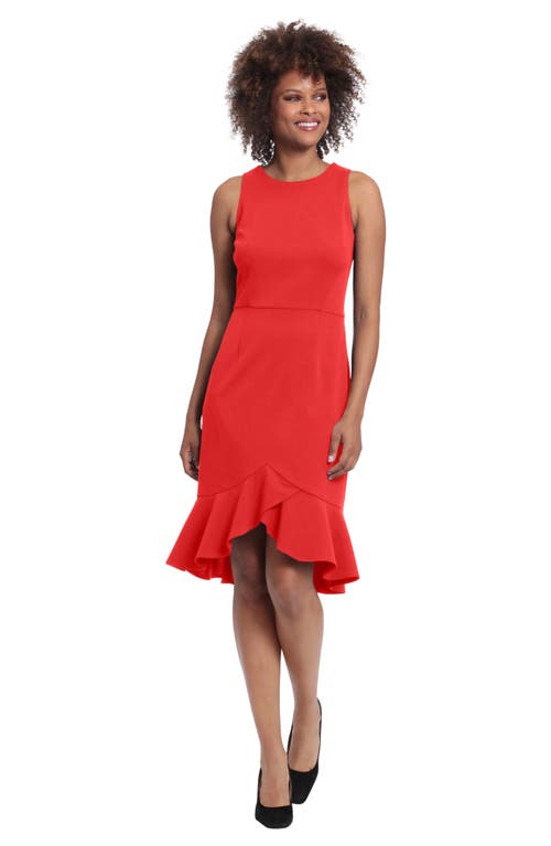 London Times Flounce Sheath Dress In Red