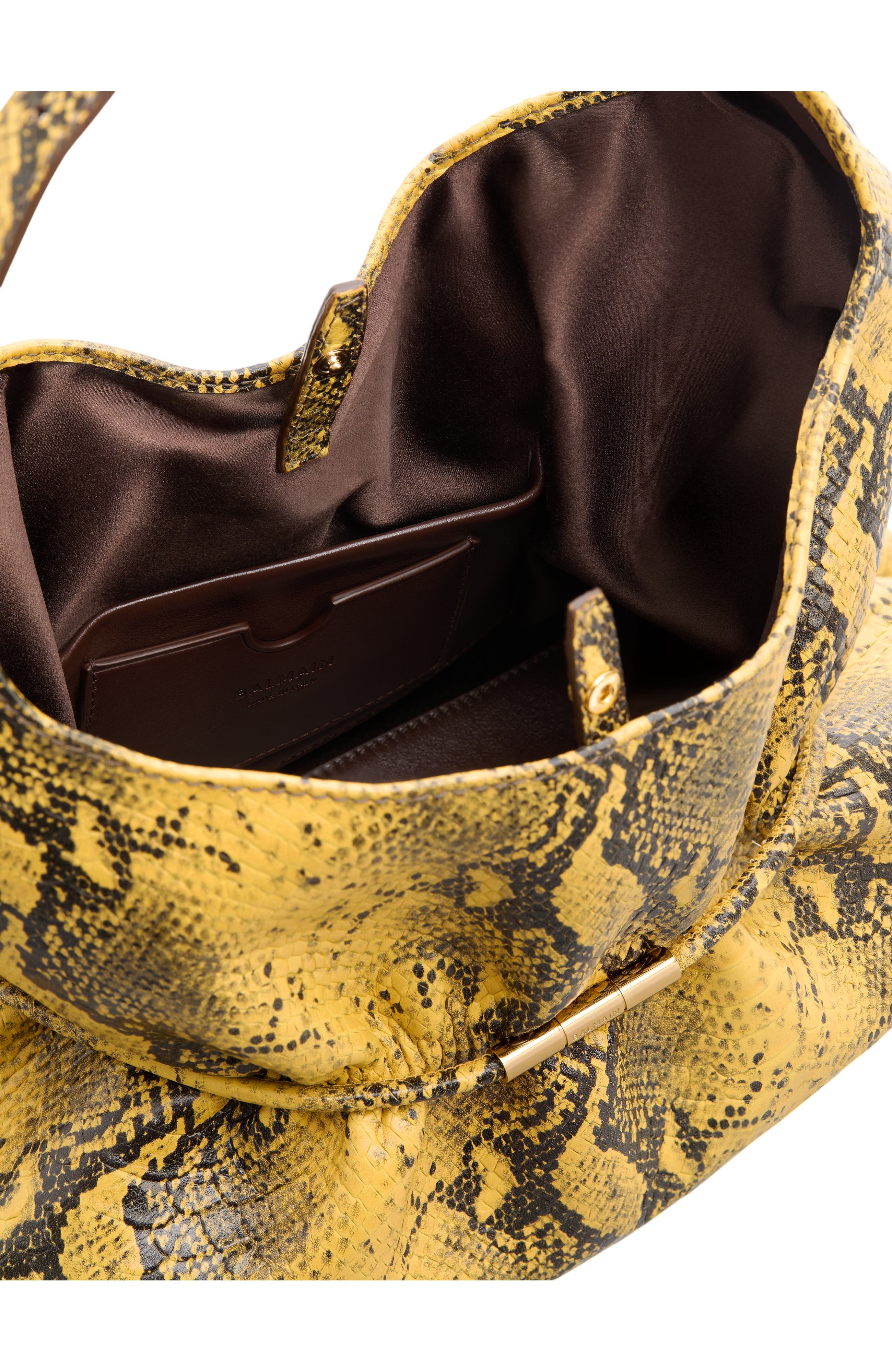 Sphynx Medium Bag in Python-Effect Leather, Alternate, color, yellow