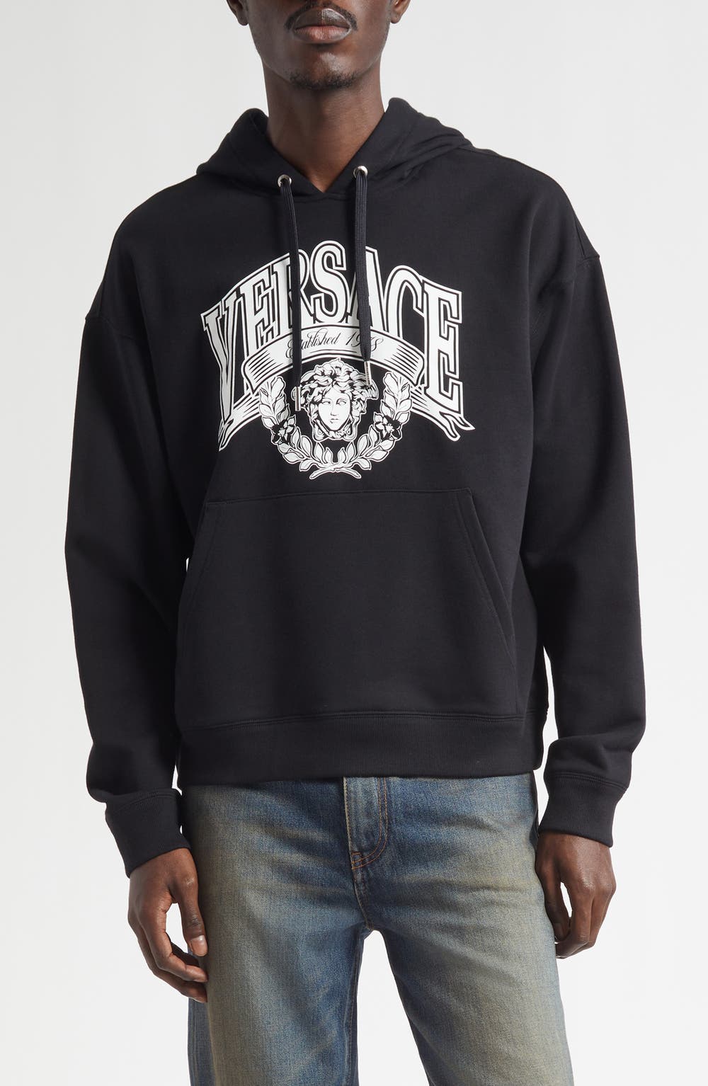 Medusa Logo Graphic Hoodie, color, BLACK