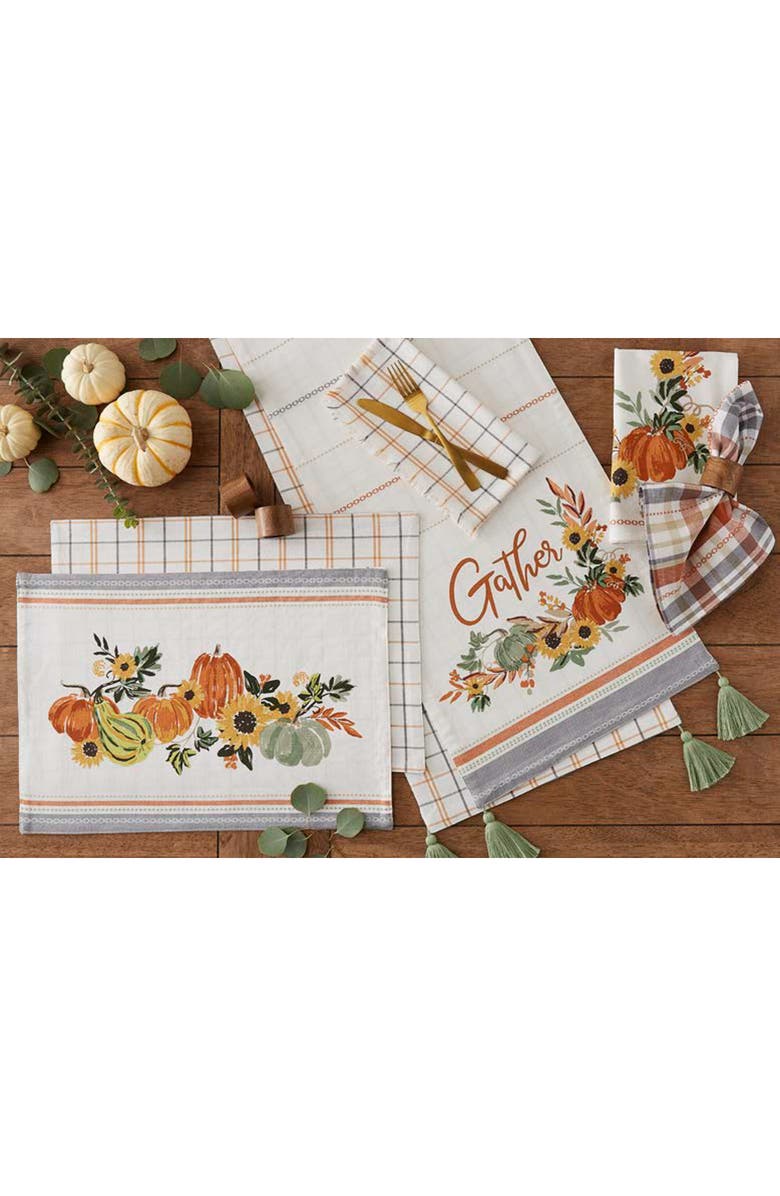 Design Imports Gather Fall Embellished Table Runner, Alternate, color, White/ Orange